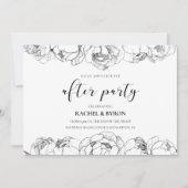 Zwart-wit pioenen bruiloft na feest kaart (Voorkant)