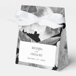 Zwart & Wit Pioenrozen Waterverf Bloemenbruiloft Bedankdoosjes
