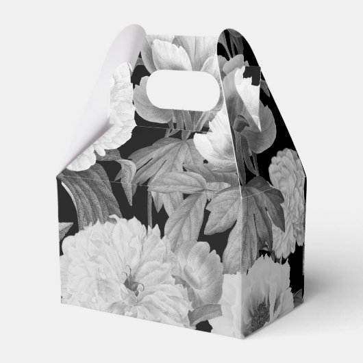 Zwart & Wit Pioenrozen Waterverf Bloemenbruiloft Bedankdoosjes (Achterkant)