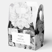 Zwart & Wit Pioenrozen Waterverf Bloemenbruiloft Bedankdoosjes (Geopend)