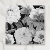 Zwart & Wit Pioenrozen Waterverf Bloemenbruiloft Bedankjes Labels (Achterkant)