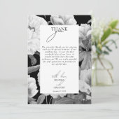 Zwart & Wit Pioenrozen Waterverf Bloemenbruiloft Bedankkaart (Staand voorkant)