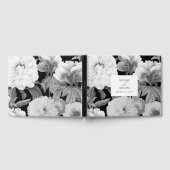 Zwart & Wit Pioenrozen Waterverf Bloemenbruiloft Gastenboek (Volledig)