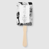 Zwart & Wit Pioenrozen Waterverf Bloemenbruiloft Handwaaier (Voorkant)