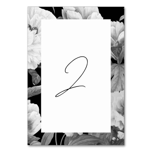 Zwart & Wit Pioenrozen Waterverf Bloemenbruiloft Kaart (Voorkant)