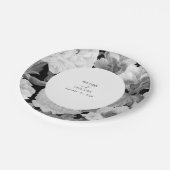 Zwart & Wit Pioenrozen Waterverf Bloemenbruiloft Papieren Bordje (Gekanteld)