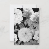 Zwart & Wit Pioenrozen Waterverf Bloemenbruiloft RSVP Kaartje (Achterkant)