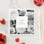 Zwart & Wit Pioenrozen Waterverf Bloemenbruiloft Servet (Insitu)