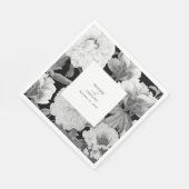 Zwart & Wit Pioenrozen Waterverf Bloemenbruiloft Servet (Hoek)