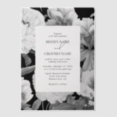 Zwart & Wit Pioenrozen Waterverf Bloemenbruiloft Vellum Uitnodigingen (Voorkant)