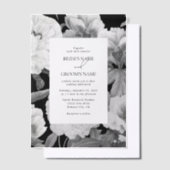 Zwart & Wit Pioenrozen Waterverf Bloemenbruiloft Vellum Uitnodigingen (Offset)