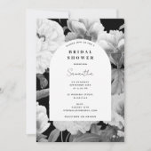 Zwart Wit Pioenrozen Waterverf Vrijgezellenfeest Kaart (Voorkant)