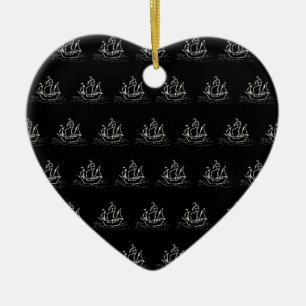 Zwart-wit piratenschildpad keramisch ornament
