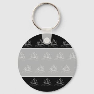 Zwart-wit piratenschildpad sleutelhanger