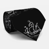 Zwart-wit piratenschildpad stropdas (Opgerold)