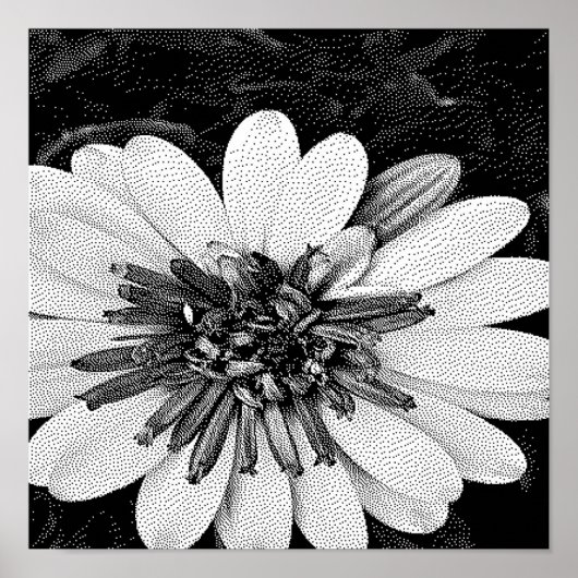 zwart-wit pixelkunst poster (Voorkant)