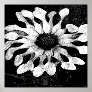 zwart-wit pixelkunst poster