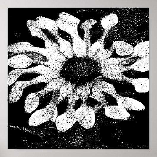 zwart-wit pixelkunst poster (Voorkant)