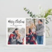 Zwart Wit Plaid 2 Fotocollage Kerstmis Feestdagenkaart (Staand voorkant)