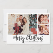 Zwart-wit Plaid 3 Fotocollage Kerstmis Feestdagenkaart (Voorkant)