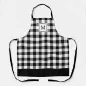 Zwart-wit Plaid Elegant Monogrammed Schort (Voorkant)
