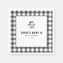 Zwart Wit Plaid Gingham Baby Q Baby shower Servet