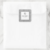 Zwart Wit Plaid Gingham Baby Q Baby shower Vierkante Sticker (Tas)