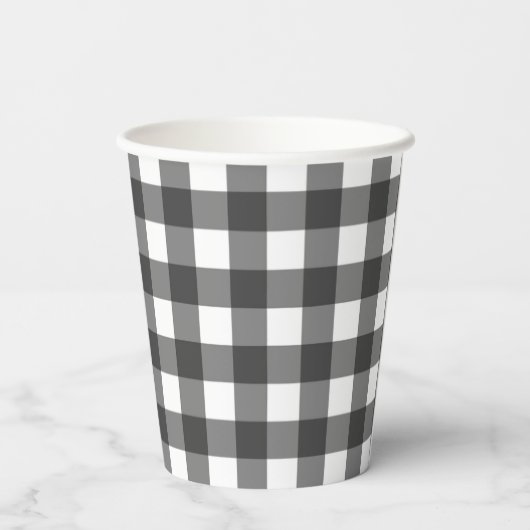 Zwart-wit Plaid Gingham Papieren Bekers (Achterkant)