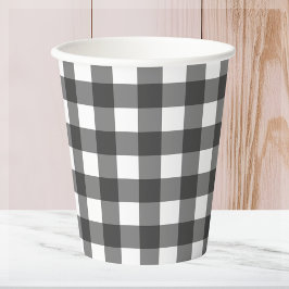 Zwart-wit Plaid Gingham Papieren Bekers