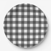 Zwart-wit Plaid Gingham Papieren Bordje (Voorkant)