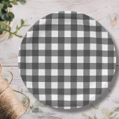 Zwart-wit Plaid Gingham Papieren Bordje