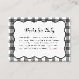 Zwart Wit Plaid Gingham Plaid BBQ Baby shower Informatiekaartje