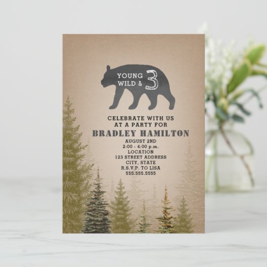 Zwart + Wit Plaid Jong Wild & 3 Beer Verjaardag Kaart (Staand voorkant)