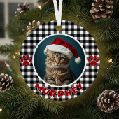 Zwart & Wit Plaid Kerst Custom Pet Metalen Ornament