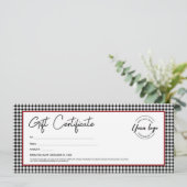Zwart wit plaid logo Vakantie cadeaubon Kaart (Staand voorkant)