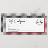 Zwart wit plaid logo Vakantie cadeaubon Kaart (Voorkant / Achterkant)