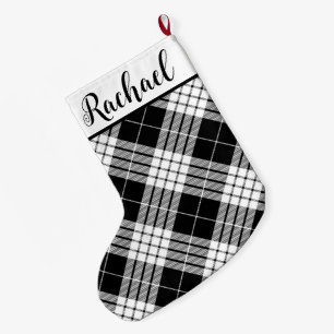 Zwart-wit Plaid met Naam Grote Kerstsok