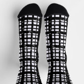 Zwart-wit Plaid met Paint Splatter Crew Sokken (Top)