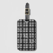 Zwart-wit Plaid met Paint Splatter Crew Sokken Bagagelabel (Voorkant (verticaal))