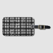 Zwart-wit Plaid met Paint Splatter Crew Sokken Bagagelabel (Voorkant (horizontaal))