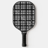 Zwart-wit Plaid met Paint Splatter Crew Sokken Pickleball Paddle (Voorkant)
