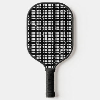 Zwart-wit Plaid met Paint Splatter Crew Sokken Pickleball Paddle