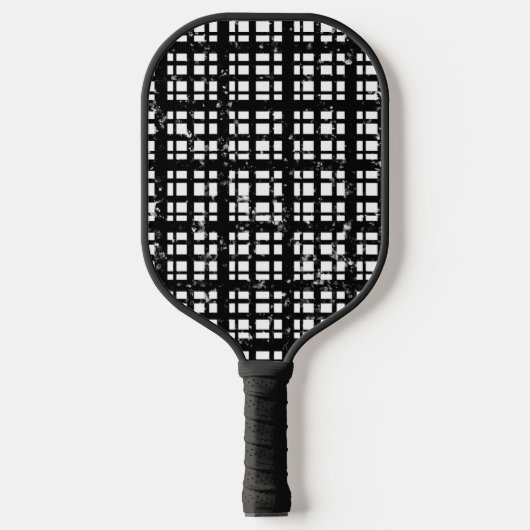 Zwart-wit Plaid met Paint Splatter Crew Sokken Pickleball Paddle (Voorkant)