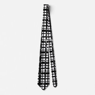 Zwart-wit Plaid met Paint Splatter Crew Sokken Stropdas