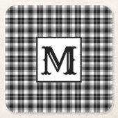 Zwart-wit Plaid Monogram Kartonnen Onderzetters (Voorkant)
