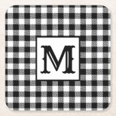 Zwart-wit Plaid Monogram Kartonnen Onderzetters (Voorkant)