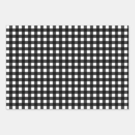 Zwart Wit Plaid Polka Dot Houndstooth Inpakpapier Vel