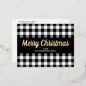 Zwart-wit Plaid Script Christmas Gold Folie Feestdagen Briefkaart (Voorkant / Achterkant)