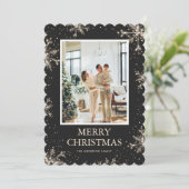 Zwart Wit Plaid Sneeuwvlok Foto Vrolijk Kerstfeest Feestdagenkaart (Staand voorkant)