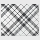 Zwart Wit Plaid Tartan Kerst Cadeaupapier (Vlak)